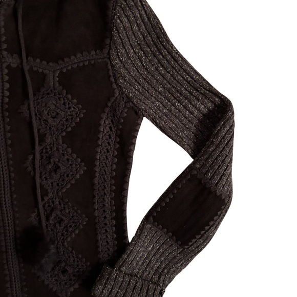 Buffalo David Bitton Y2K Brown Knit Suede Sweater - Picture 3 of 7